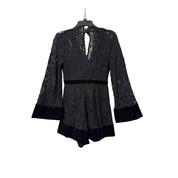 do+be v neck Lace Bell Sleeve Romper dress women black sz small - Picture 15 of 15